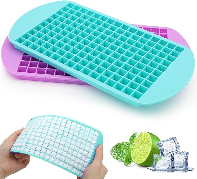 Mini Ice Cube Trays Set of 2-160 Small Ice Cubes Silicone Mold