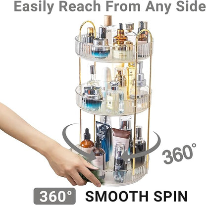 Asayuee 360 Rotating Makeup Organizer, 3 Tier Large Capacity Make Up Organizers