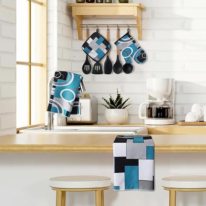 Jingmore 6 Pcs Kitchen Decor Set Accessory Farmhouse Kitchen Towels Pot Holders
