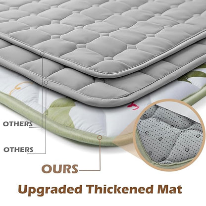 Baby Play Mat for Floor 50x50, Activity Mat, Thicken Soft Fabric Foam Play Mat for Baby, Washable Non-Slip Cushioned Crawling Mat for Babies, Infants, Toddlers（White Fruit