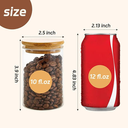 12 Packs Bamboo Qtip Holders, 10 oz Glass Round Storage Containers