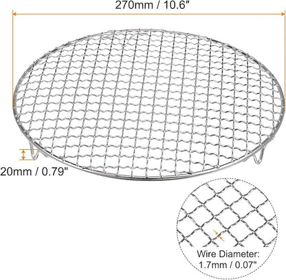 HARFINGTON Round Cooking Rack 10.6-inch 201 Stainless Steel Cross Wire Barbecue Grill Net with 20mm Legs for Cooking Baking Steaming BBQ