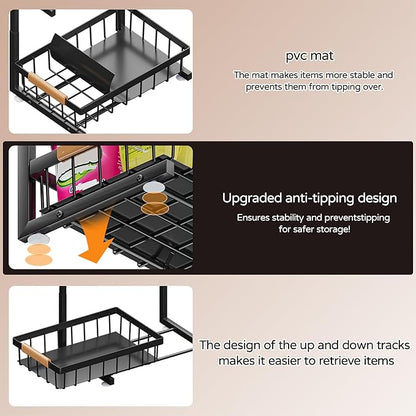 ADBIU Under Sink Organizer, 2 Pack 2 Tier Expandable Height Pull out Kitchen