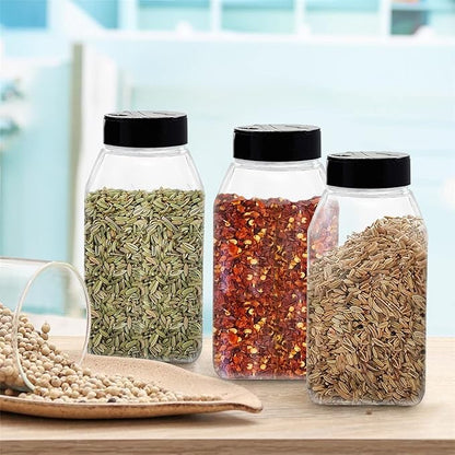 ROYALHOUSE 6 PACK 32 Oz with Black Cap, Plastic Spice Jars Bottles Containers
