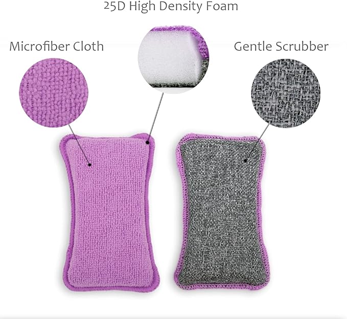 UPSTAR Dish Sponges Kitchen, Microfiber Cleaning Scrubber