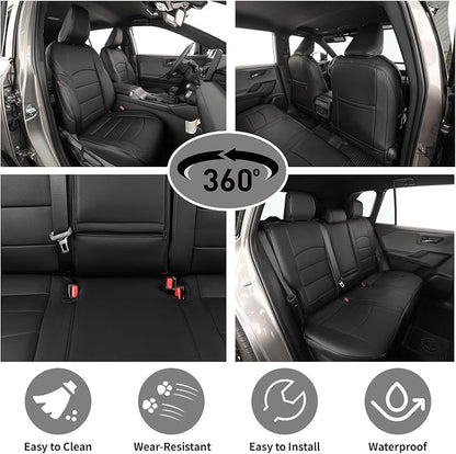 EKR Rav4 Seat Covers Custom Fit for Toyota Rav4 (Hybrid) SE/XSE & (PHEV) GR Sport 2026, Car Seat Cover Full Set for SUV,Factory-Style Interior Upgrade, Easy-Wipe Protection,Faux Leather(Black)