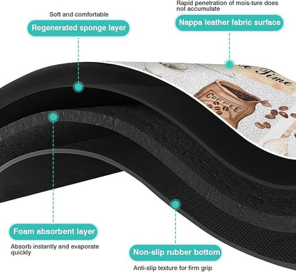 Coffee Mat 23inx15in, Absorbent Hide Stain Anti-Slip Coffee Bar Accessories