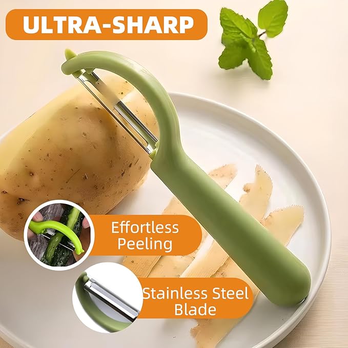 Trez Treamer 6-Pack Vegetable Peeler for Kitchen，Y Peeler Stainless Steel Potato Peeler Set for Apple Veggie Carrot Fruit Zucchini Cucumber Safe Peelers Bulk with Non-Slip Handle (P)