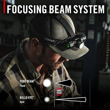 Coast® XPH34R 2075 Lumen USB-C Rechargeable-Dual Power LED Headlamp withPURE Beam® Twist Focus??and Magnetic Base
