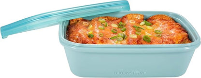 U Konserve Platinum Silicone Food Storage Bento Box Dual Seal Rectangle Container - Leak Proof, Shatter Proof, Dishwasher Safe, Plastic Free - 48oz (Seafoam)