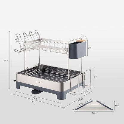 SUNLY Large Dish Drying Rack, 304 Stainless, Extra Large Drain Board