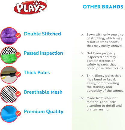 Playz 5pc Kids' Play Tents & Tunnels - Ball Pit for Toddlers, Basketball Hoop, Crawling Tubes, Pop-Up Playhouses, Baby Obstacle Course for Indoor or Outdoor Use