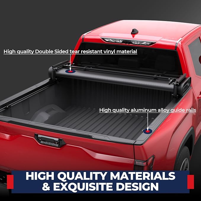 MOSTPLUS 6.5 FT Quad Fold Soft Truck Bed Tonneau Cover Compatible with 2007-2021 Toyota Tundra Fleetside for Models with The Deckrail System 6.5 FT Bed -78.7 inch On Top