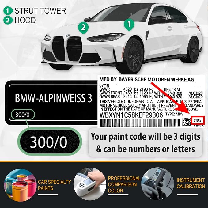 C3D Manhattan Green Metallic Car Touch Up Paint for BMW, Color Accurate Car Paint Scratch Repair Pen Kit Quick & Easy Fix Vehicle Chips and Automotive Nicks Scuff