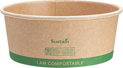 Restaurantware Paper Food Containers 200 Pack Of 17 oz Disposable Round Kraft Salad Bowls BPI-Certified Compostable Stackable Greaseproof Meal Prep Take Out Containers For Soups, Snacks And Desserts