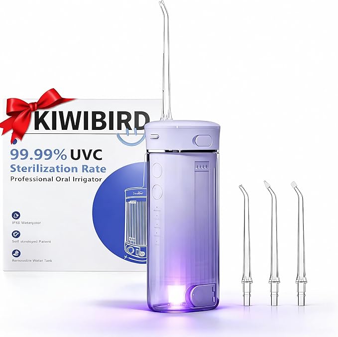 KIWIBIRD Mini Water Flosser for Travel, Ultra-Portable Cordless Oral Irrigator