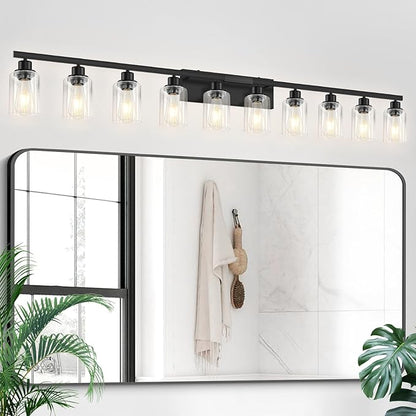 DIKAIDA 10 Light Bathroom Vanity Lights Over Mirror, 65.4inch Black Vanity