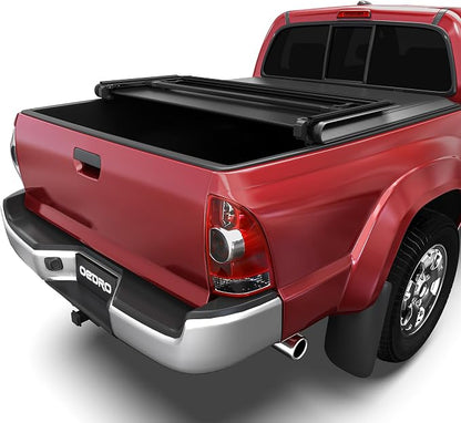 OEDRO Soft Trifold Truck Bed Tonneau Cover Fits for Toyota Tacoma 2005-2015, 6ft Bed with Track Rail System