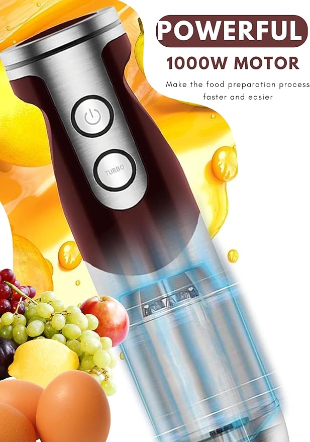 Megawise 3-in-1 Hand Blender – 12-Speed, Includes Powerful Blender Stick