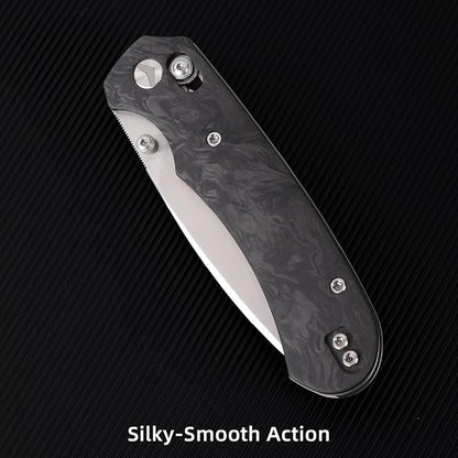 Folding Pocket Knife,3.31” M390 Blade,Erogonomic Titanium Handle,Hunting Survival Knife,EDC Knife for Hunting Camping Survival Outdoor Fishing Hiking（Black&Grey）