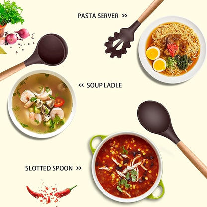 MIBOTE Silicone Cooking Kitchen Utensils Set