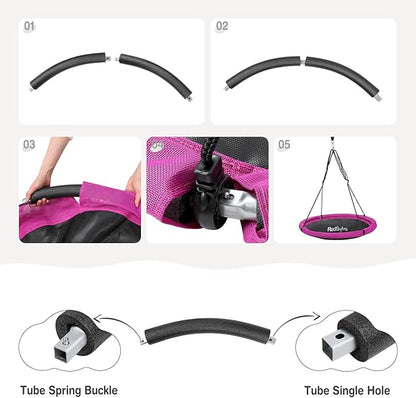 RedSwing 43" Flying Saucer Swing for Kids Outdoor, Large Round Tire Swings for Trees and Swingset, Strong Heavy Duty for Outside Playground,500LBS Weight Capacity, Purple
