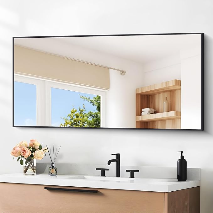 Black Bathroom Mirror for Wall, 24x48 Inch Rectangle Mirrors