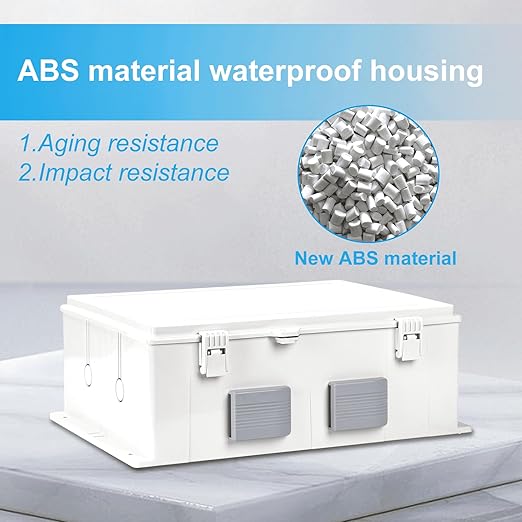 Outdoor Waterproof Electrical Junction Box, ABS Water Resistant Enclosure