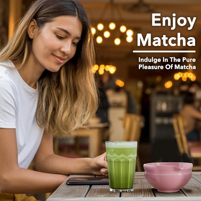 7 Pcs Matcha Whisk Set, Perfect Matcha Kit for Matcha Lovers Includes Ceramic Bowl, Bamboo Whisk, Holder, Scoop, Sifter & Cloth