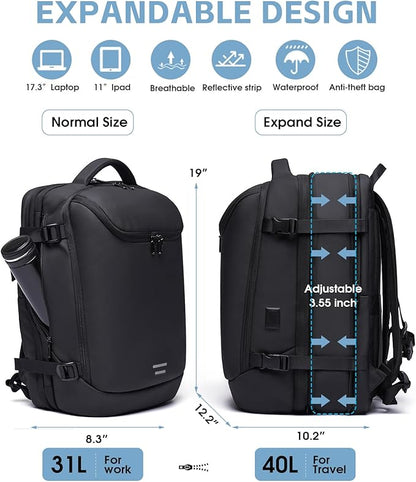 Vacuum Backpack Travel with Pump, 40L Expandable Carry on Compression Backpack