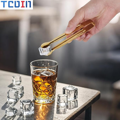 Small Serving Tongs,Ice Tongs,Sugar Tongs,Kitchen Tiny Tongs for Appetizers,Golden,12 PCS(6.3 Inch)