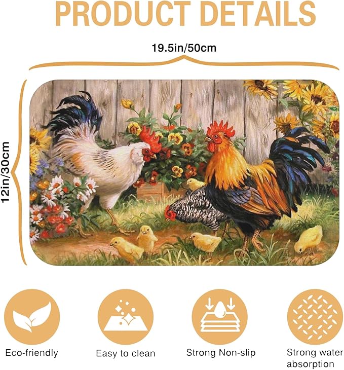 Kitchen Countertop Dish Drying Mat, Super Absorbent Coffee Bar Mat
