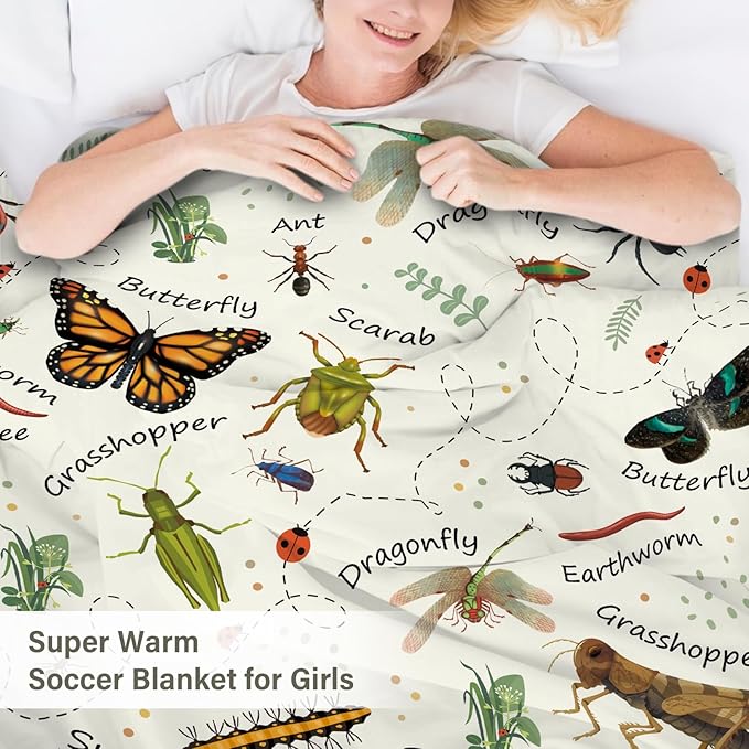 Insects Blanket Gifts for Women, 50"*60" Blanket Gift for Boys Girls Birthday Christmas Thanksgiving, Insect Bug Decor, Entomology Gifts for Kids Who Love Bugs