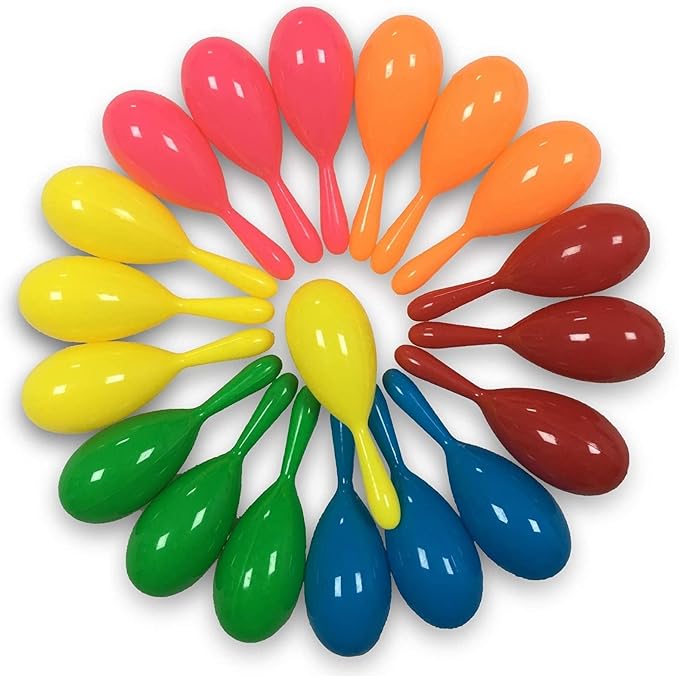 24pcs Mini Maracas for Kids Mexican Fiesta Party Favors Plastic Maraca Shakers Noisemaker for Cinco de Mayo Day of the Dead Fiesta Mexican Themed Birthday Christmas Party Supplies Kids Boys Girls
