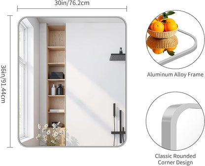 FORBATH 30x36 Inch Silver Bathroom Mirror