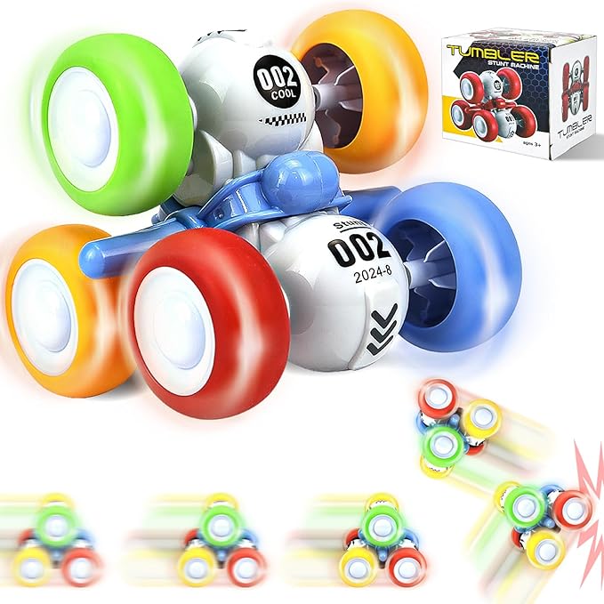 6 Wheels Pull Back Cars Toys for Toddler Age 3-6,360° Rotating Stunt Car Toys 3-6 Year Old Kids，Friction Powered Car Toys，Vehicles for Toys Age 3-6 Year Old Boy Girl Birthday Present (Color)