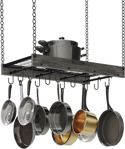CHOEZON Hanging Pot Rack, Ceiling Mounted Pot Hanger, Vintage Pot Rack