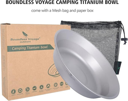 iBasingo Titanium Camping Bowl 174mm Deep Ultralight Backcountry Dining Bowl for Backpackers | 67g Fireproof Cookware | Boil Water Directly Over Flame (Ø174x130x37mm) Ti1112T
