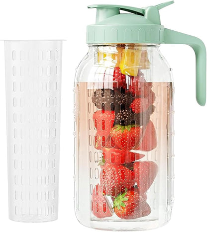 JunVpic Glass Mason Jar Pitcher, 64oz Wide Mouth Jug