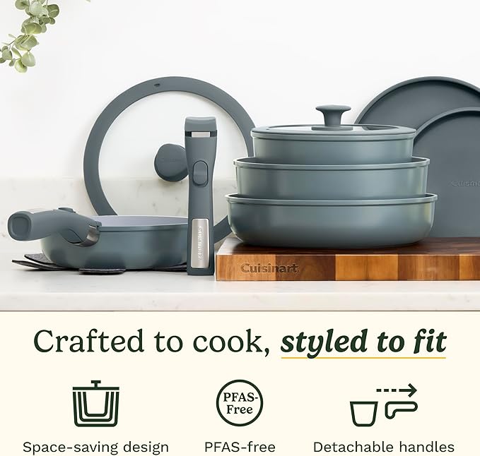 Cuisinart 13-Pc, ClickSmart Nonstick Detachable Handle Ceramic Cookware