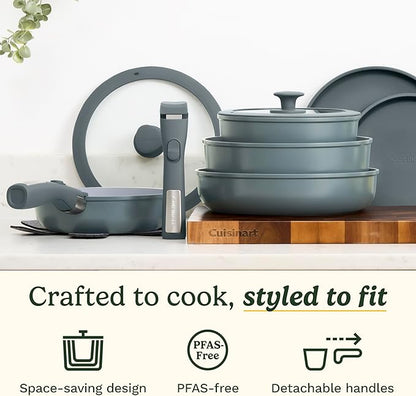 Cuisinart 13-Pc, ClickSmart Nonstick Detachable Handle Ceramic Cookware