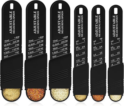 6 Pcs Adjustable Measuring Spoon Plastic Tablespoon and Teaspoon Set Baking