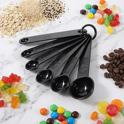 5Pcs Black Measuring Spoons Universal Easy to Read Measuring Cup and Spoon Set