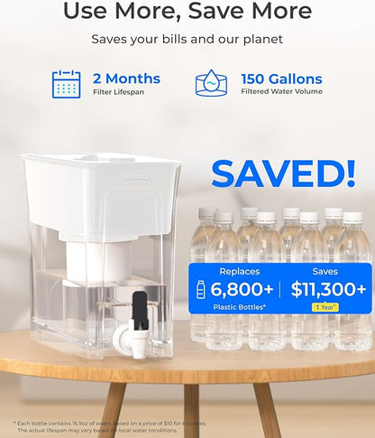 Waterdrop Fluoride-Reducing Water Filter Dispenser, 150-Gallon Long-Life