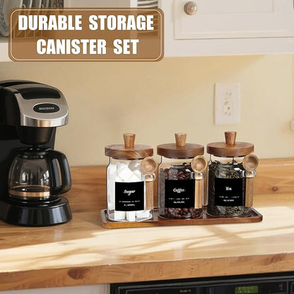 Suclain 3 Pcs Glass Coffee Container