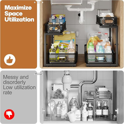 2 Pack 21.3IN-Depth Under Sink Organizer