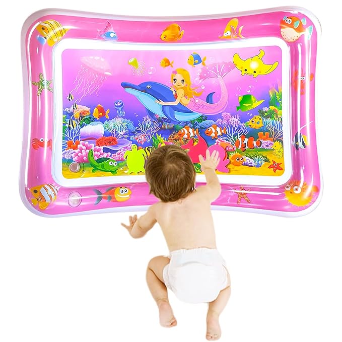 ZHUYNXIR Tummy time Water Playmats, Tummy time mats, Baby Water Play Mat for Kids and Toddlers Baby Toys for 3 to 24 Months, Strengthen Your Baby's Muscles, Pink 27.5x20 in.