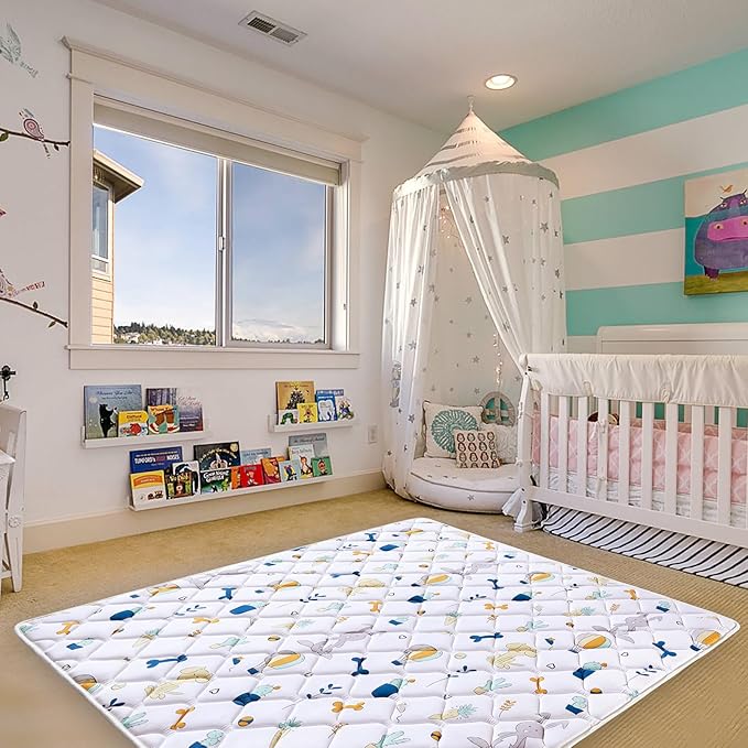 Baby Play Mat 71" X 59", Premium Thicken Foam One-Piece Crawling Mat, Extra Large Non-Slip Cushioned Activity Playmats for Babies, Toddlers, Infants, Play & Tummy Time