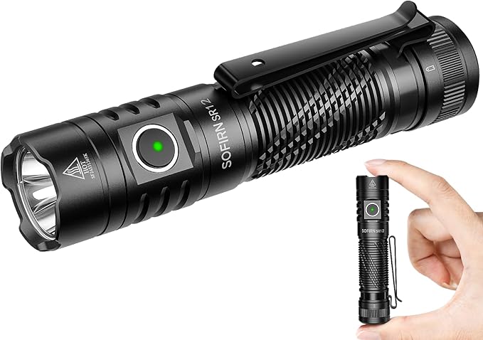 Pocket Flashlight Rechargeable LED Light - Sofirn SR12 Small Flashlights Powerful, Bright EDC Light, 1300ft Long Throw Magnetic Flashlight High Lumens, IP68 Waterproof, Simple UI, Compact for Outdoor