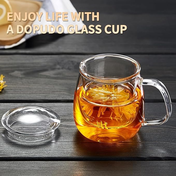 DOPUDO Large Glass Tea Cup, 34 oz Borosilicate Glass Tea Mug